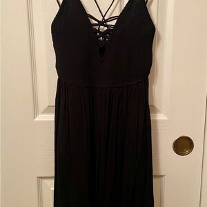 Forever 21 Black Lace-Up V-Neck Jumpsuit